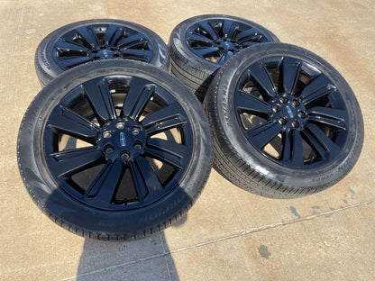 22" Lincoln Navigator OEM rims wheels Black Label 95384 10496 tires PIRELLI SET
