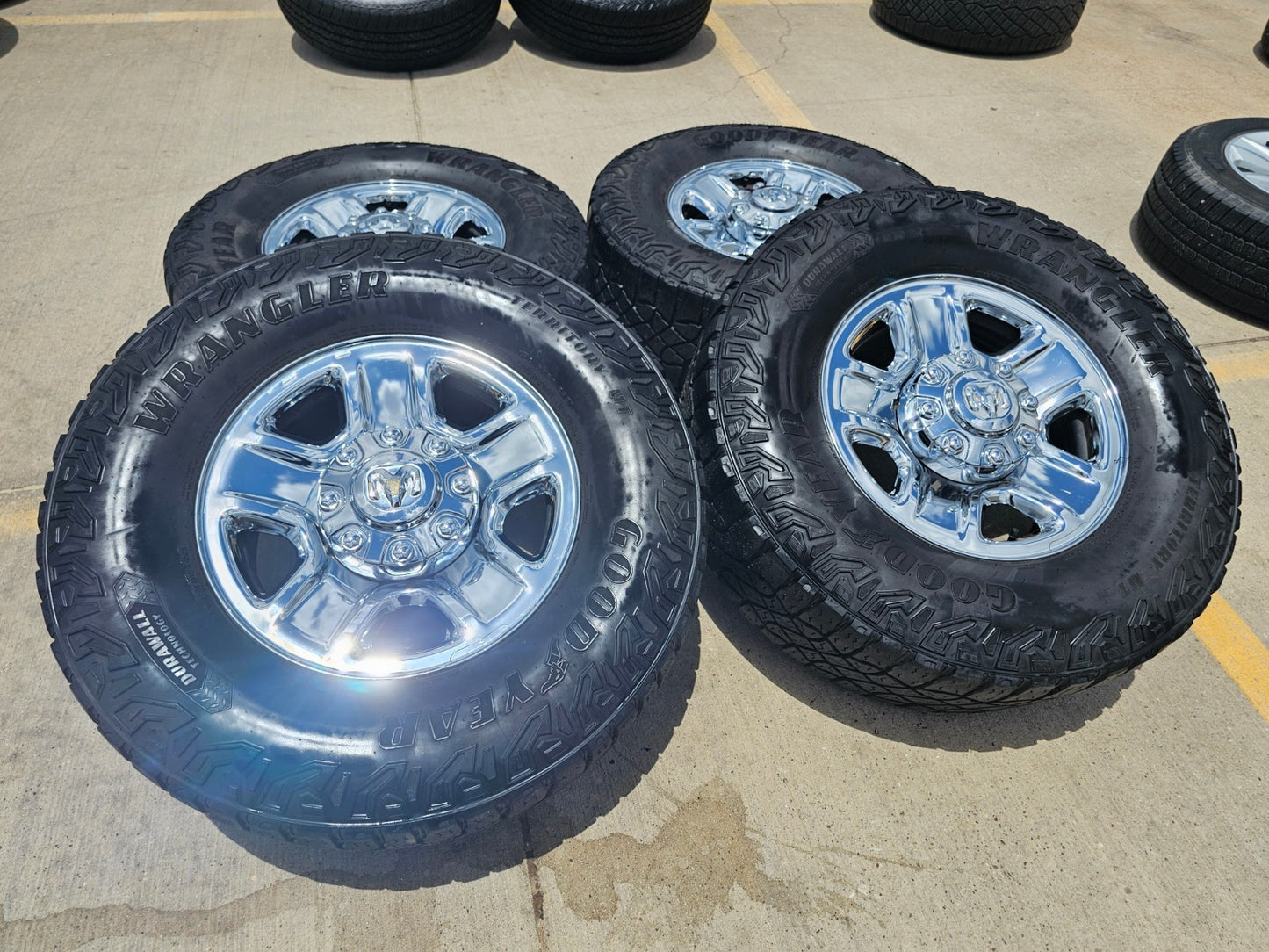 18" Dodge Ram 2500 3500 STEEL chrome OEM 2473 wheels rims GOODYEAR 35"