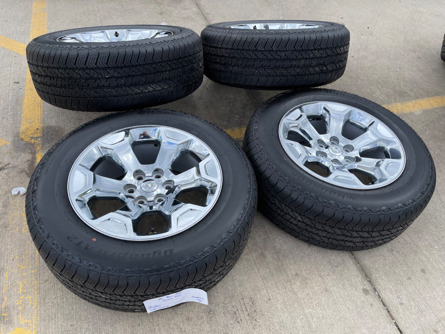 20" Dodge Ram 1500 OEM Laramie CHROME 2680 wheels rims 2025 2026 Hankook AT2 NEW