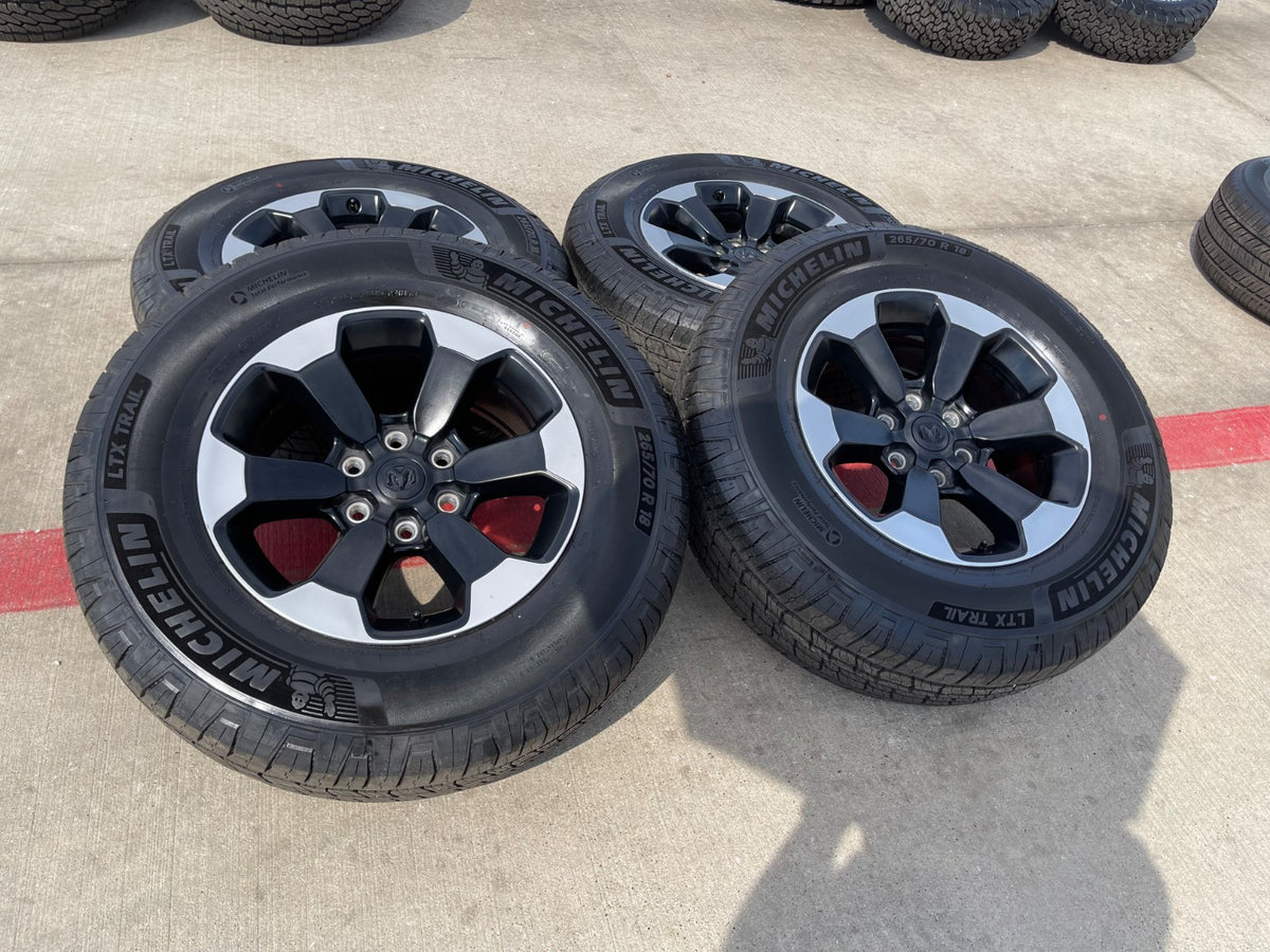 18" Dodge Ram 1500 Rebel Black OEM wheels rims 2671 2024 2025 2026 MICHELIN NEW