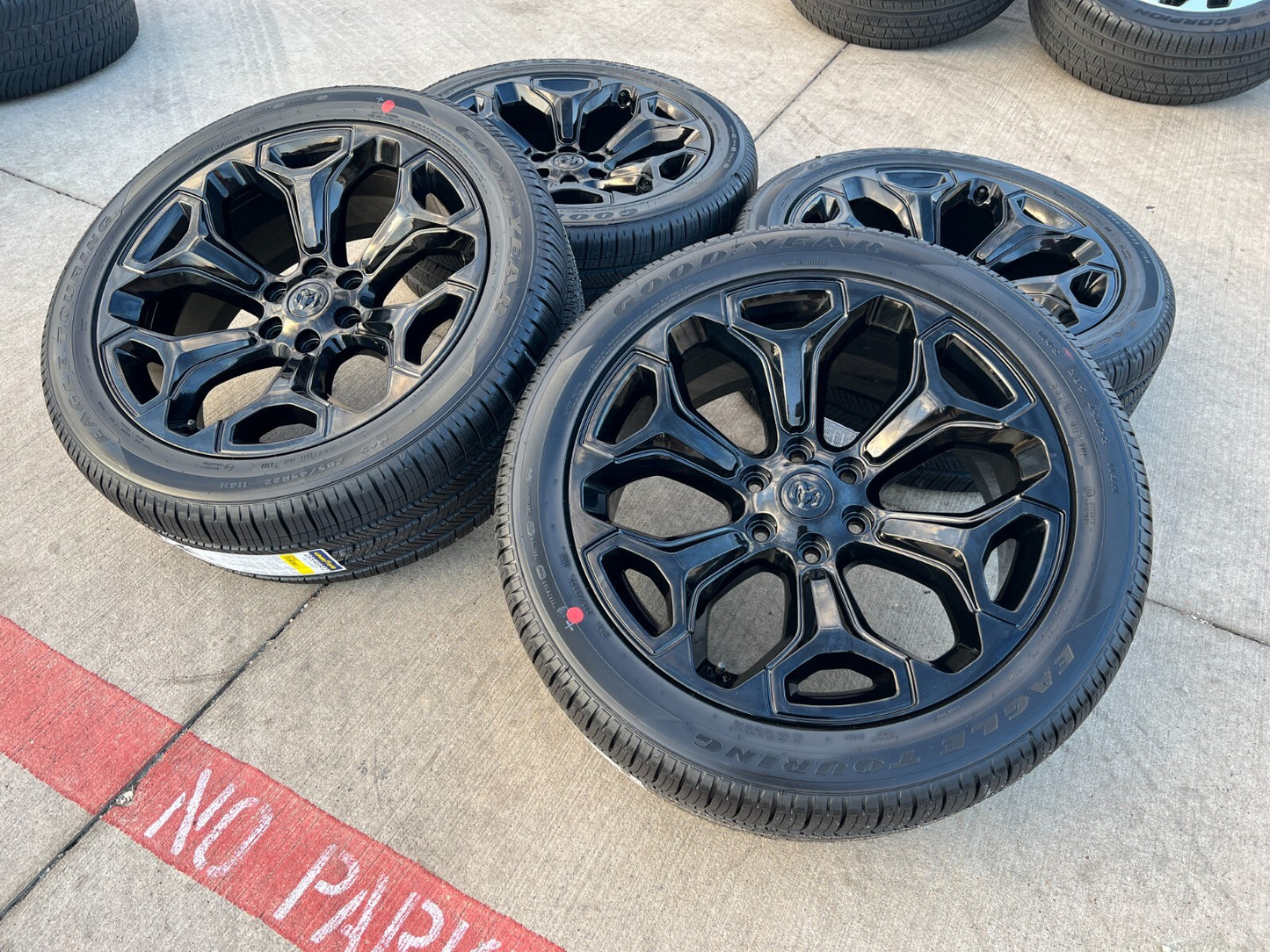 22" Dodge Ram 1500 Laramie rims wheels tires 2685 black 2024 2025 2026 2027 NEW