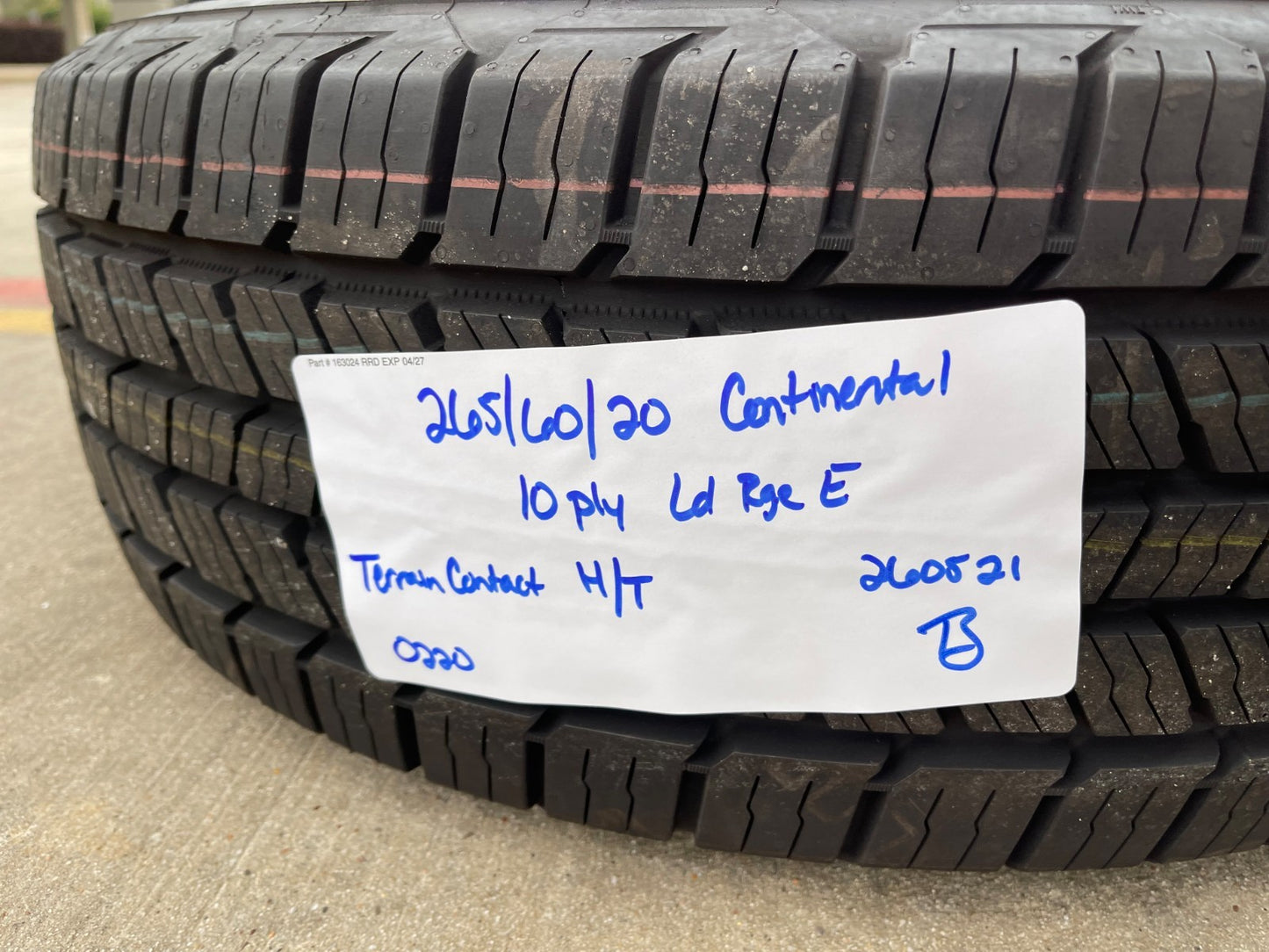 (1) 265/60/20 Continental Terrain Contact H/T OWL tire 118R LT 10 PLY LRE NEW