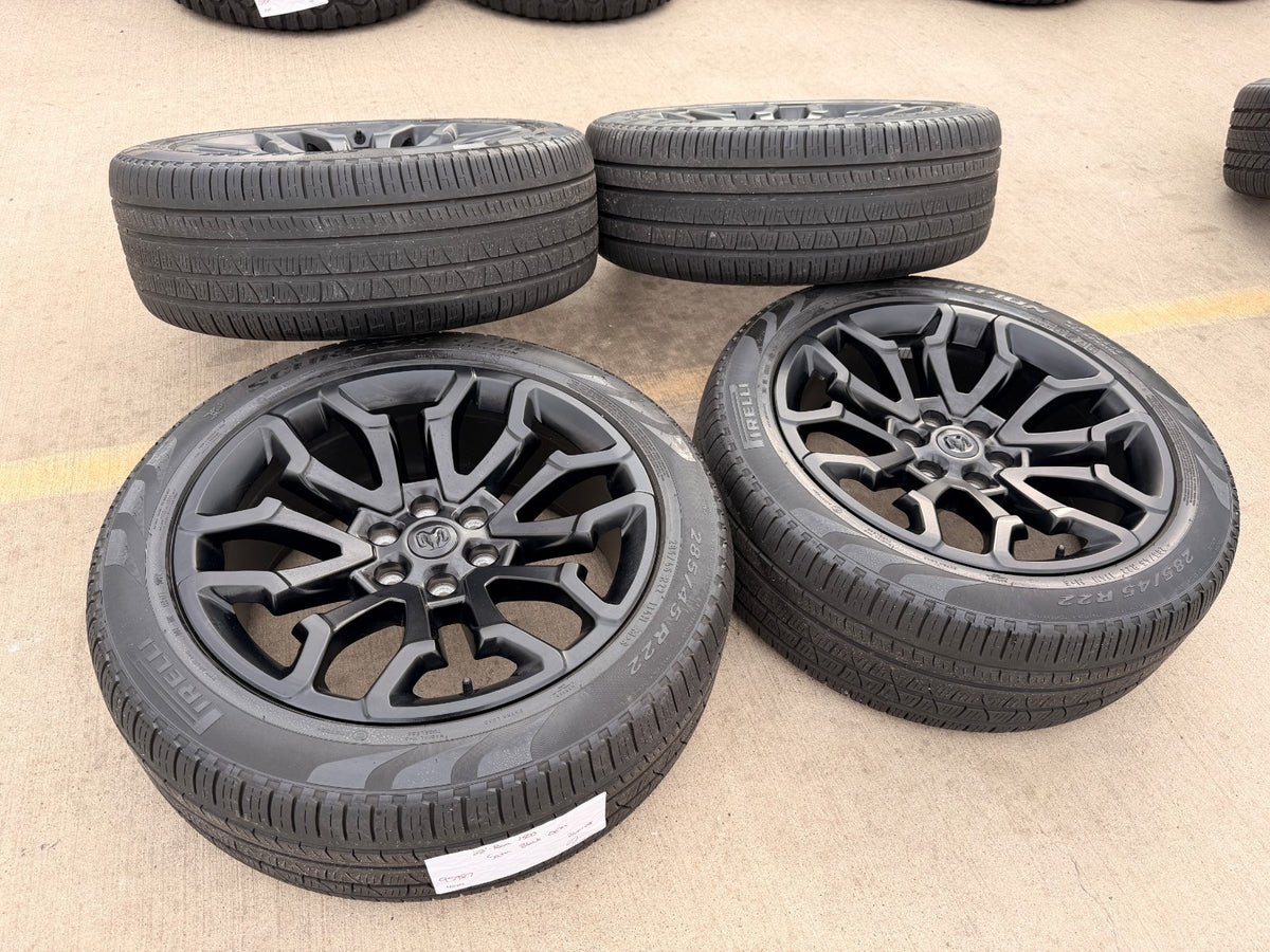 22" Dodge Ram 1500 OEM 95987 LIMITED Laramie wheels rims black 2025 2026 SET