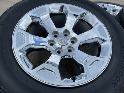 20" Dodge Ram 1500 OEM Laramie CHROME 2680 wheels rims 2025 2026 Hankook AT2 NEW