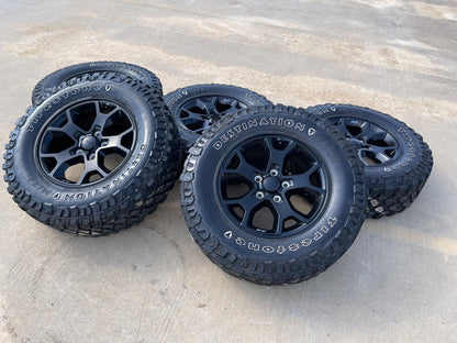 17" Jeep Wrangler Rubicon OEM 9218 wheels rims Gladiator FIRESTONE M/T2
