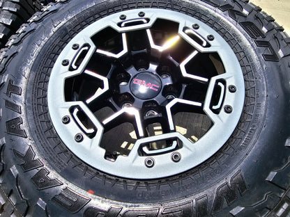 17" GMC Sierra Chevy Silverado OEM Beadlock wheels rims Canyon FALKEN A/T3 NEW