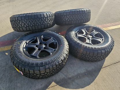 17" Jeep Wrangler Rubicon OEM wheels rims 9216 Gladiator KENDA KLEVER A/T2 NEW