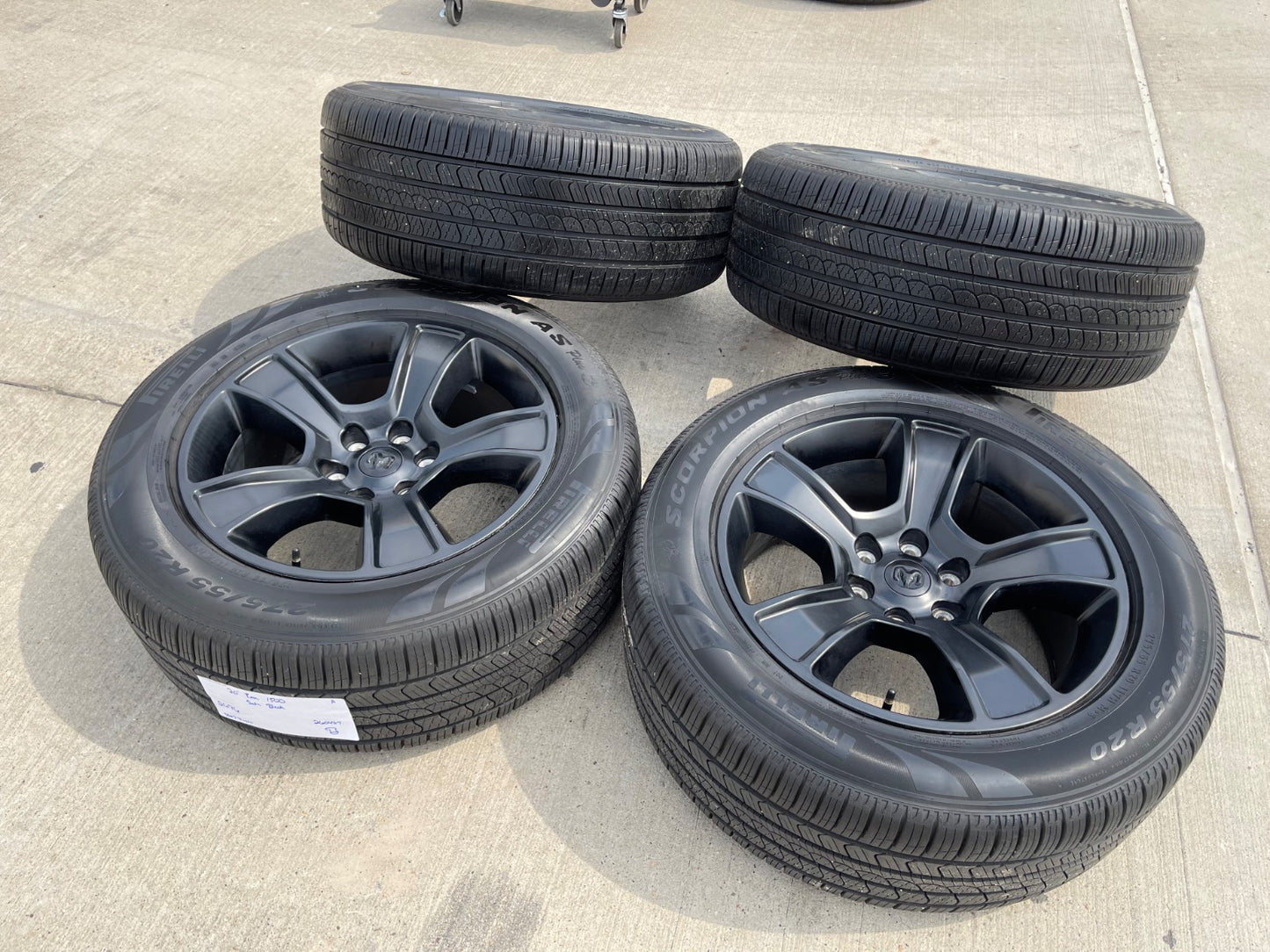 20" Dodge Ram 1500 OEM LIMITED Black 2676 2723 wheels rims PIRELLI SCORPION