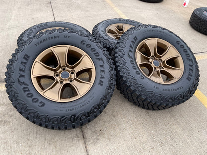 17" Jeep Wrangler Rubicon OEM 96226 wheels rims Gladiator GOODYEAR  A/T 33" NEW