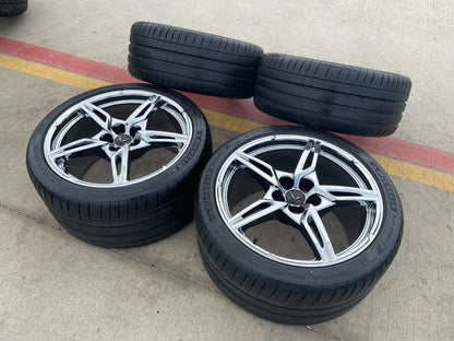 19" + 20" Chevy Corvette C8 OEM Chrome wheels rims 14007 14008 tires 2024 NEW