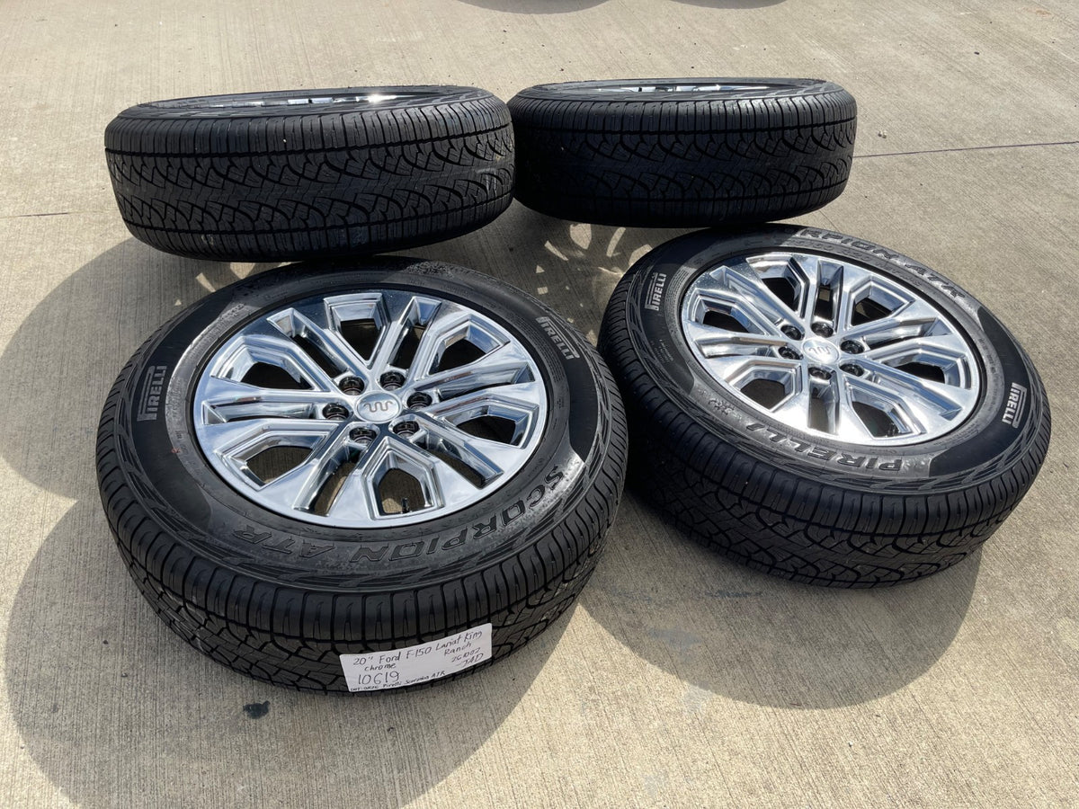 20" Ford F-150 LARIAT OEM 10619 rims wheels CHROME Expedition SET PIRELLI AT NEW
