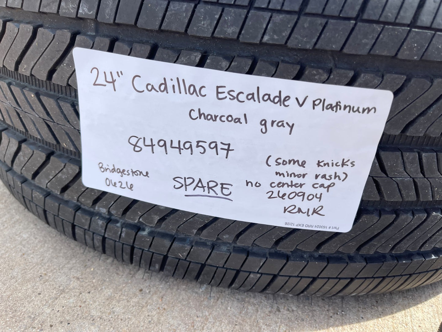 (1) 24" Cadillac Escalade V OEM 84949597 wheel rim tire 2025 2026 2027