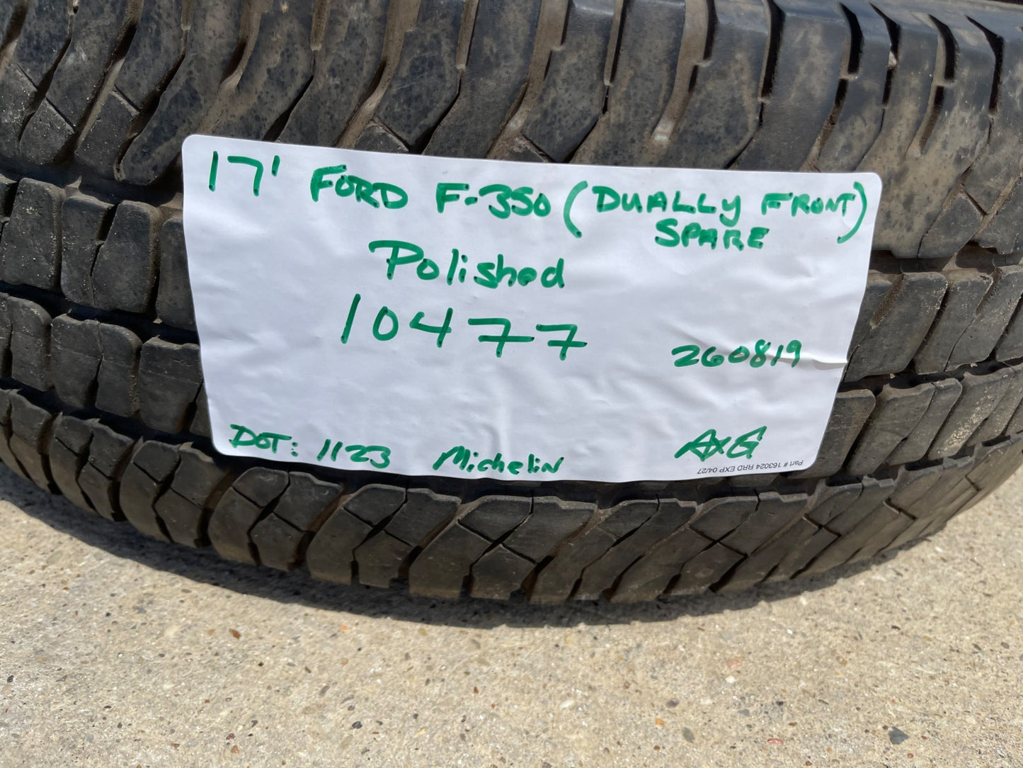 17" Ford F-350 Dually OEM 10477 rim wheel tire MICHELIN A/T2 spare single