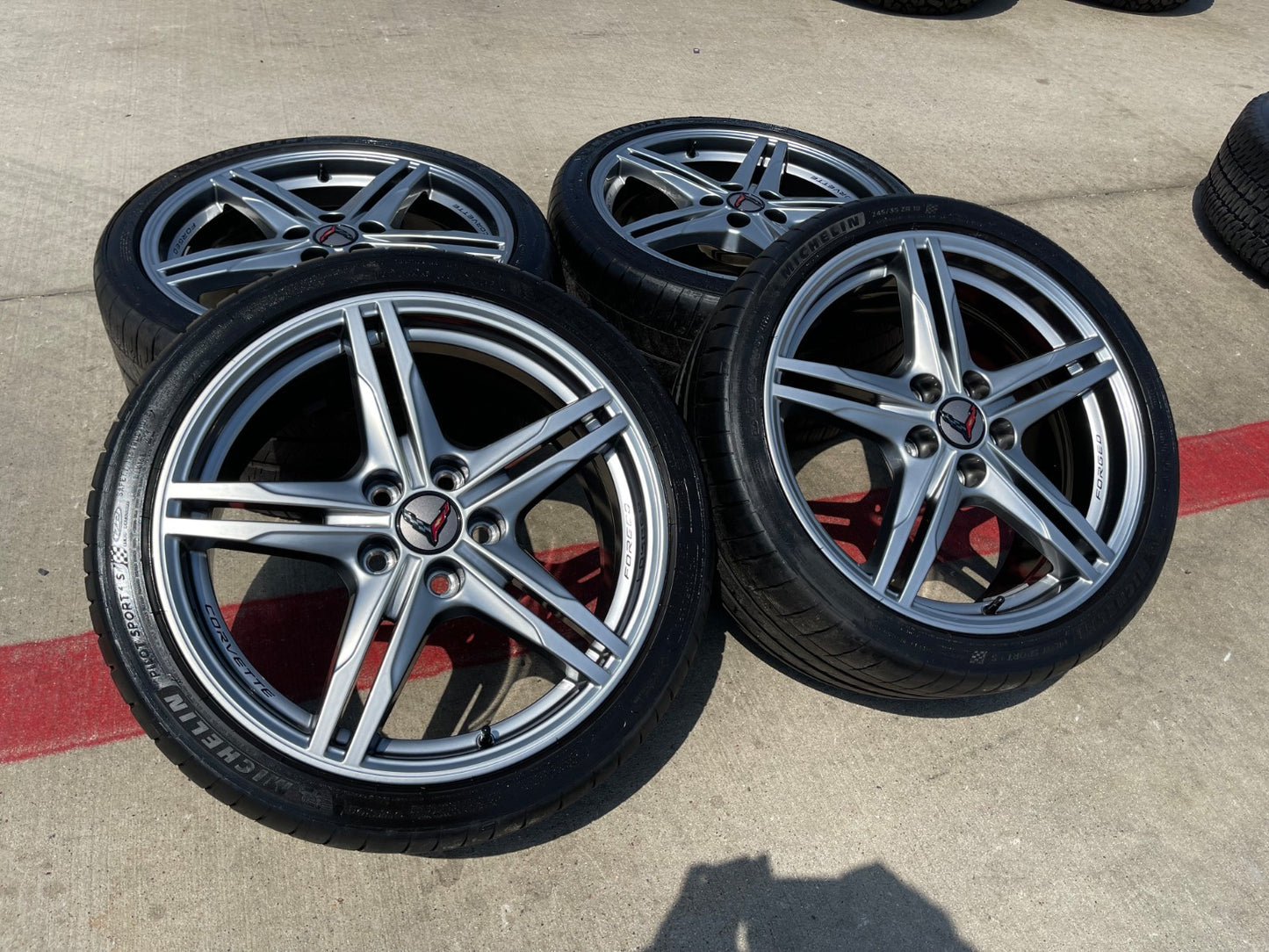19" + 20" Chevy Corvette Z06 C8 OEM FORGED wheels rims MICHELIN SET