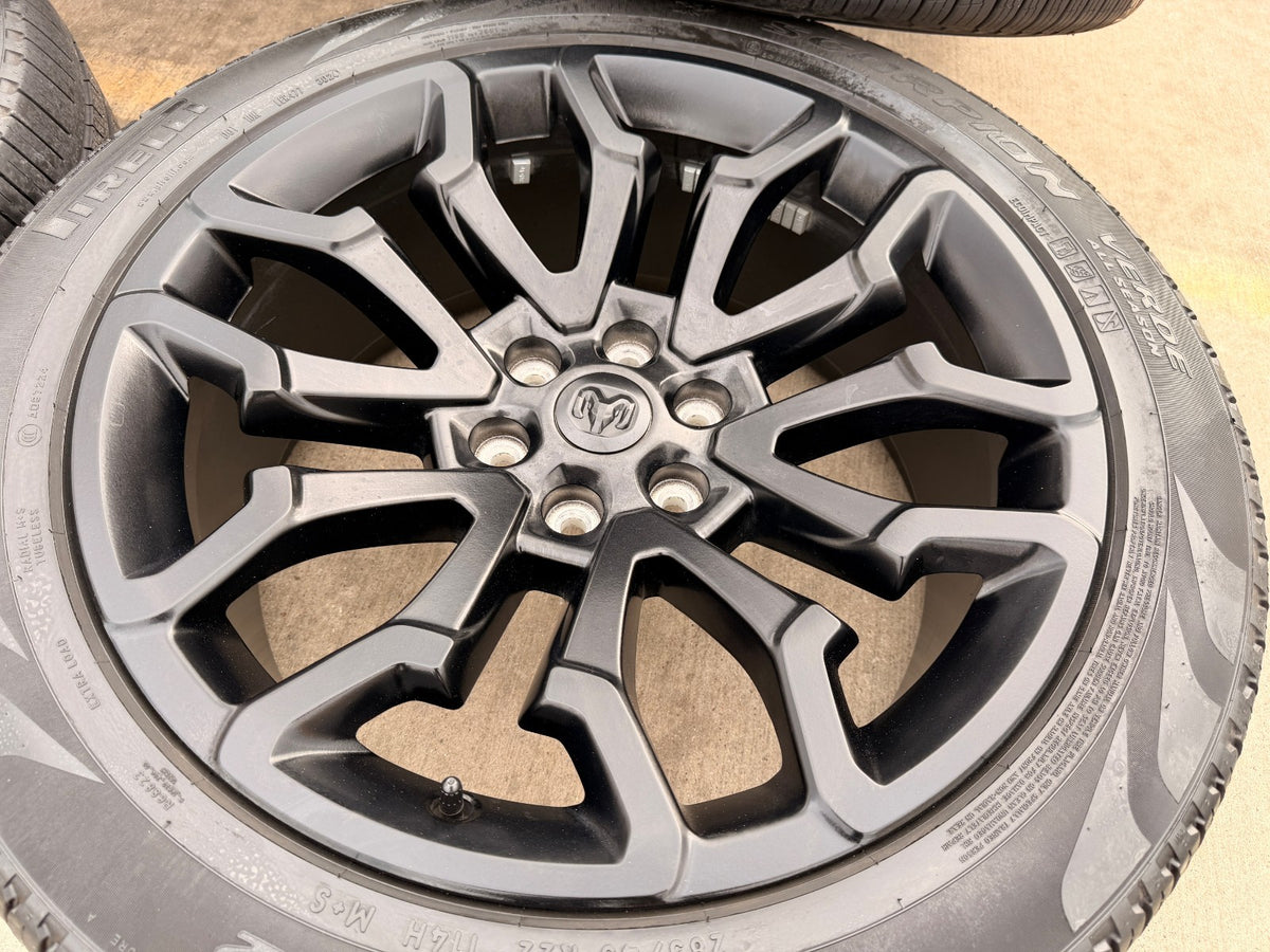 22" Dodge Ram 1500 OEM 95987 LIMITED Laramie wheels rims black 2025 2026 SET