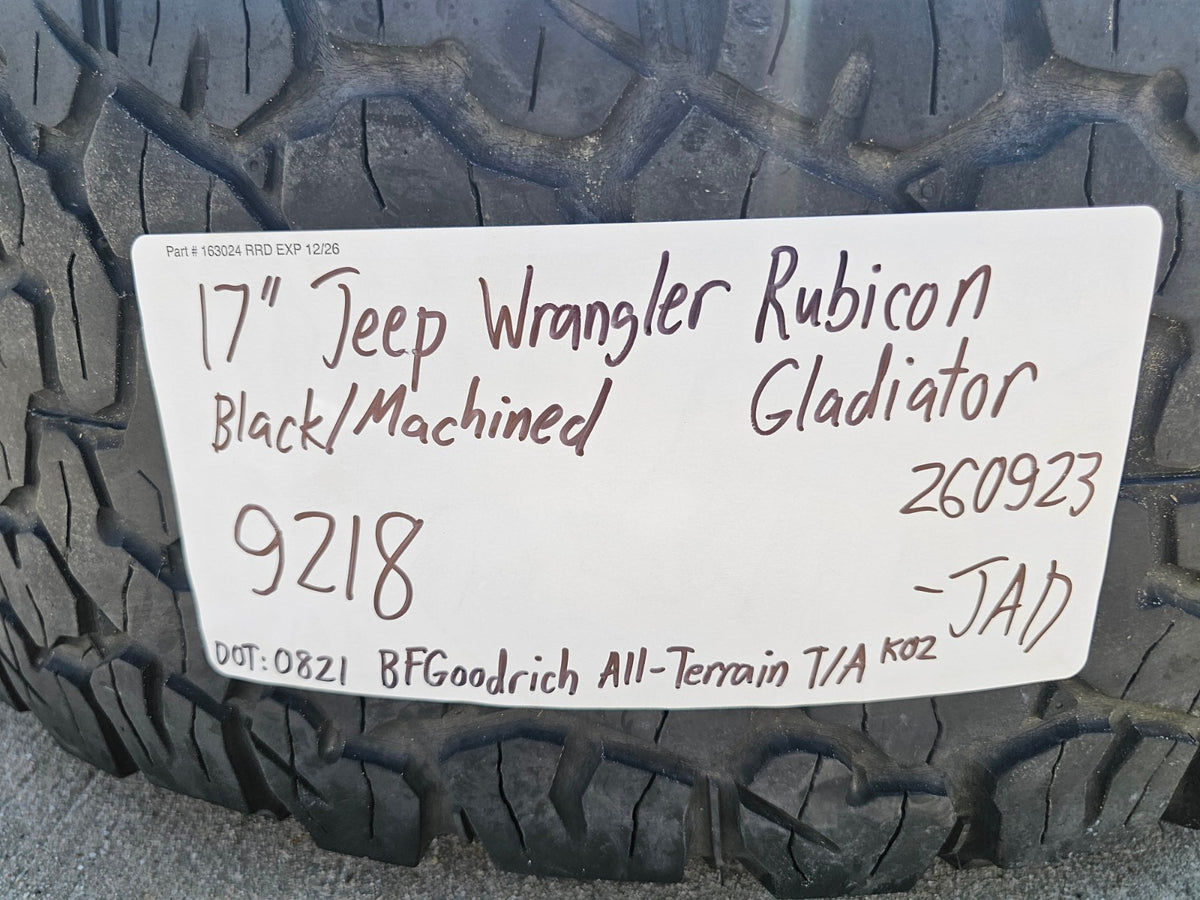 17" Jeep Wrangler Rubicon OEM 9218 wheels rims Gladiator BFG KO2 A/T SET