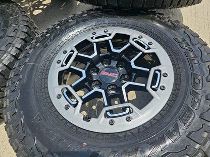 17" GMC Sierra Chevy Silverado OEM Beadlock wheels rims Canyon FALKEN A/T3 NEW
