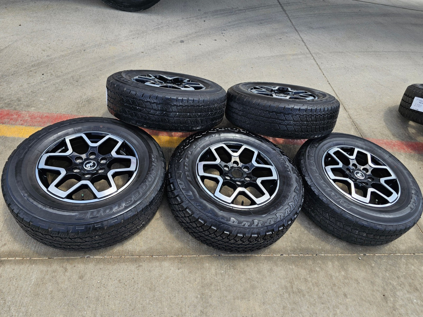 (5) 18" Ford Bronco wheels rims black 95213 Ranger SET BRIDGESTONE DUELER AT