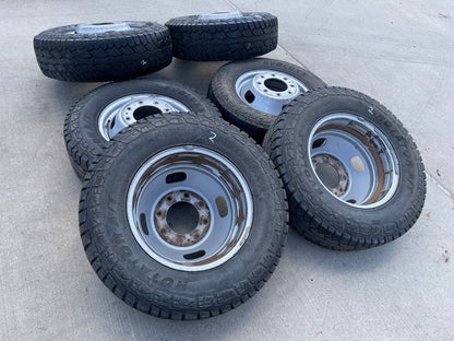 (6) 17" Ford F-350 Dually OEM rims wheels 3615 99016 tires SET A/T