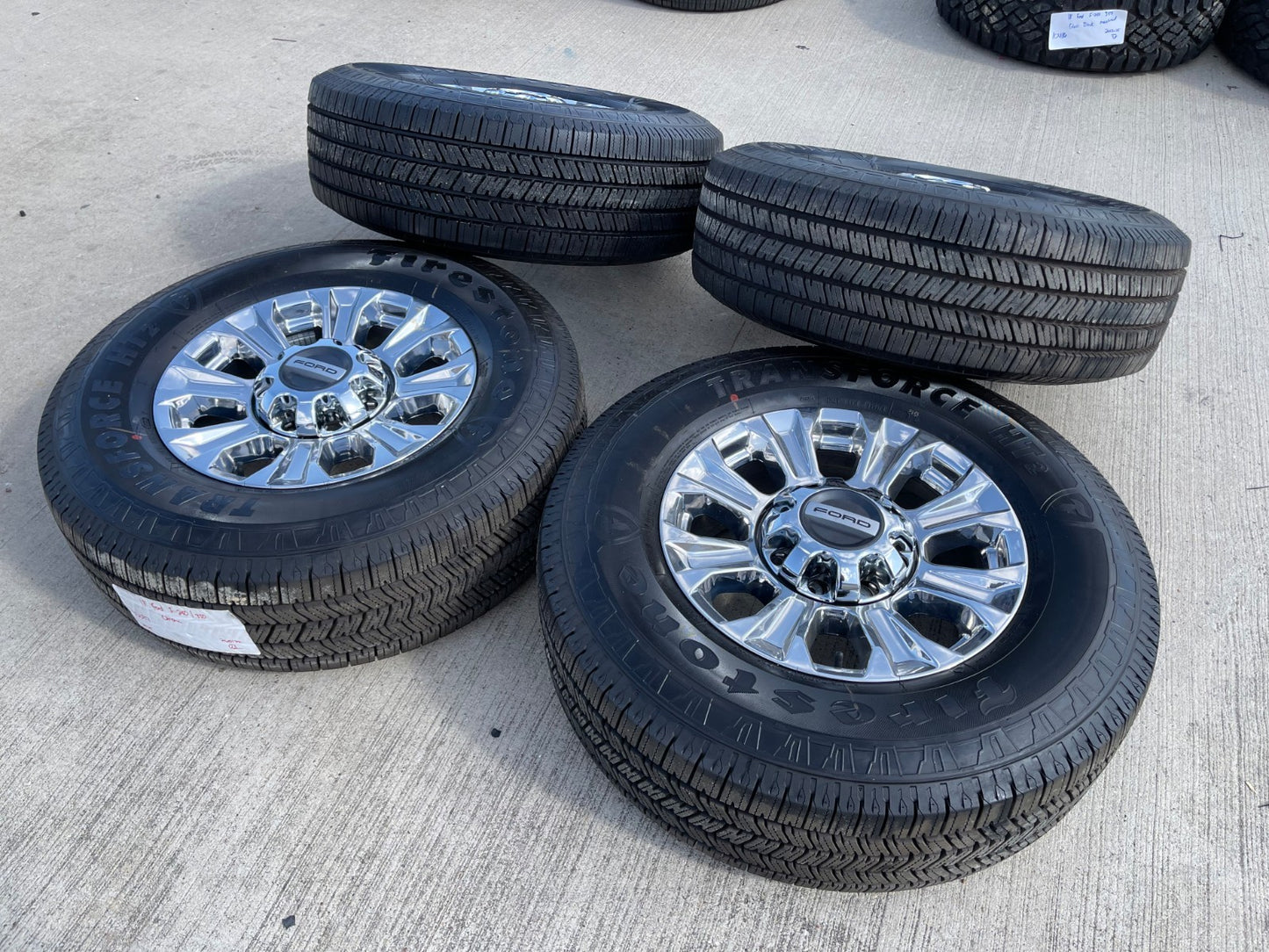 18" Ford F-250 F-350 LARIAT OEM CHROME rims wheels SET 10097 tires FIRESTONE