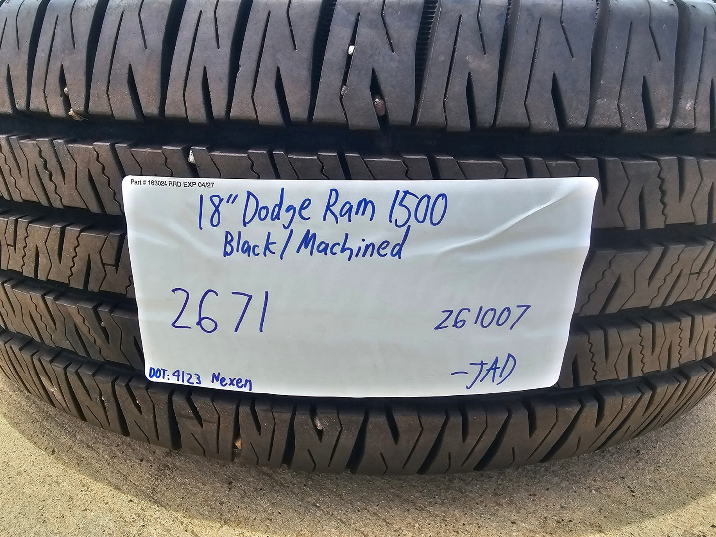 18" Dodge Ram 1500 Rebel Black OEM wheel rim 2671 tire single NEXEN