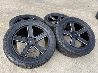 22x9 22" KMC Duece KM702 Chevy Silverado RAM wheels rims 6x139 6x5.5 tires TOYO
