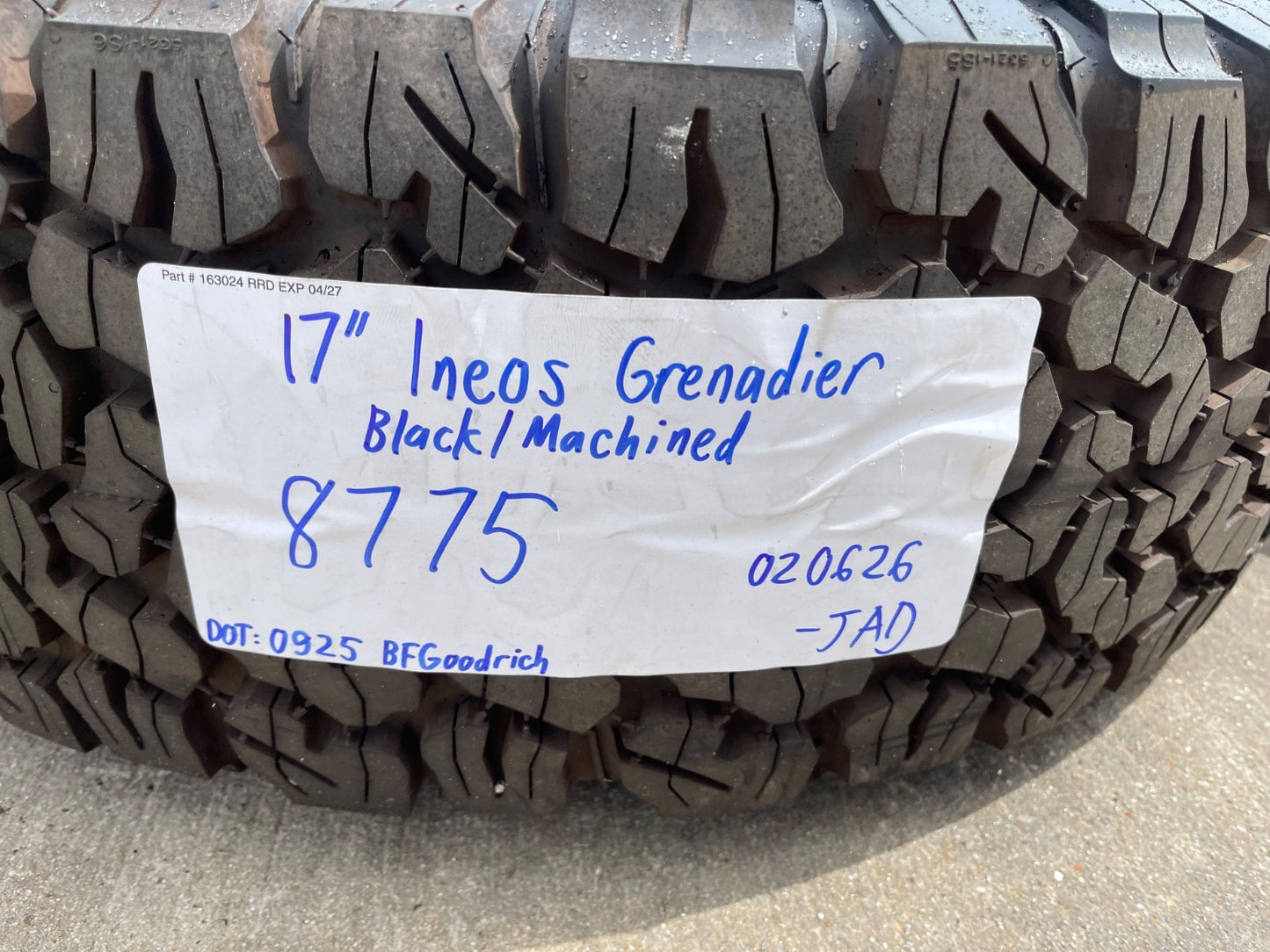 17" INEOS Grenadier OEM black wheels rims 8775 tires 2024 2025 2026 2027 NEW BFG
