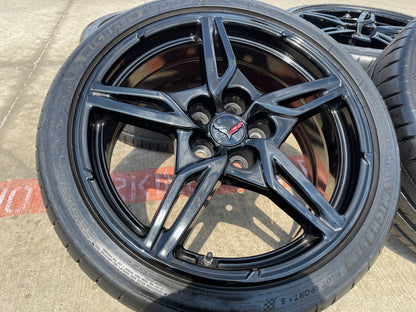 19" + 20" Chevy Corvette C8 OEM 14007 14008 wheels rims BLACK TPMS MICHELIN