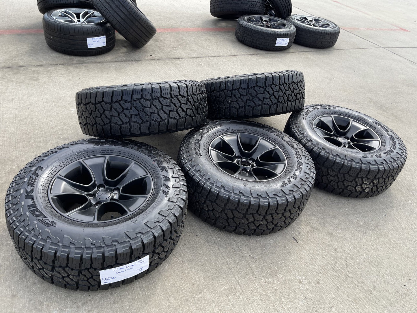 (5) 17" Jeep Wrangler Rubicon OEM 96226 wheels rims Gladiator FALKEN A/T3 NEW