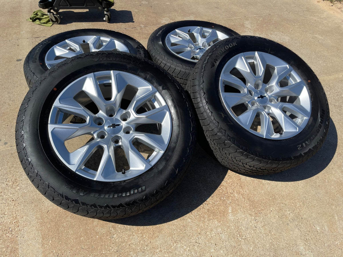 20" Chevy Silverado 1500 Tahoe OEM 5915 5916 wheels rims SET HANKOOK A/T2 NEW