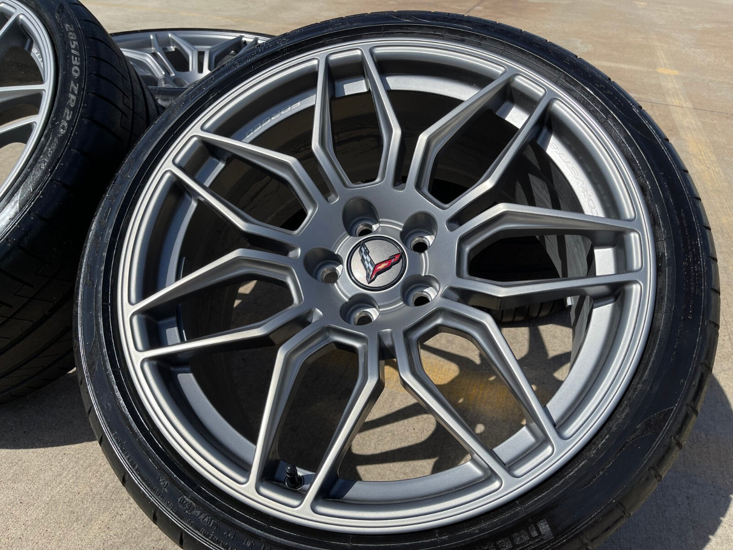 20" + 21" Chevy Corvette Z06 C8 OEM wheels rims 95580 95581 tires 2023 2024 2025