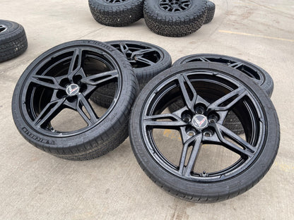 19" + 20" Chevy Corvette C8 OEM 14007 14008 wheels rims BLACK TPMS MICHELIN