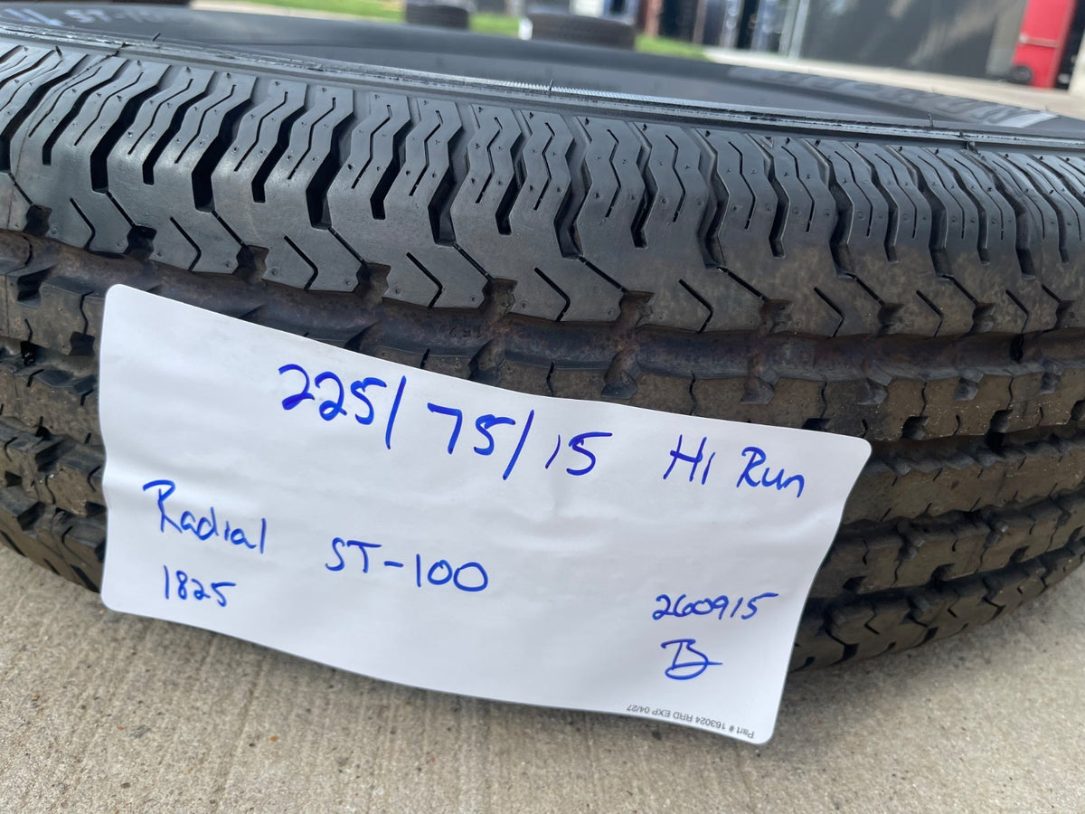(1) 225/75/15 HI-RUN ST-100 Radial tire ST225/75R15 Trailer LT 10 ply LRE NEW