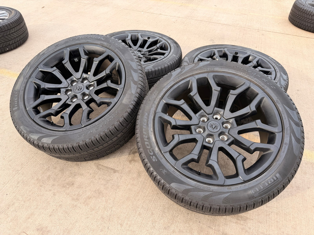 22" Dodge Ram 1500 OEM 95987 LIMITED Laramie wheels rims black 2025 2026 SET