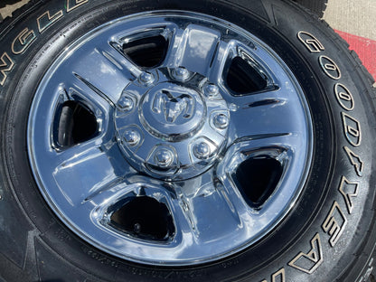 18" Dodge Ram 2500 3500 STEEL chrome OEM 2473 wheels rims SET GOODYEAR A/T NEW