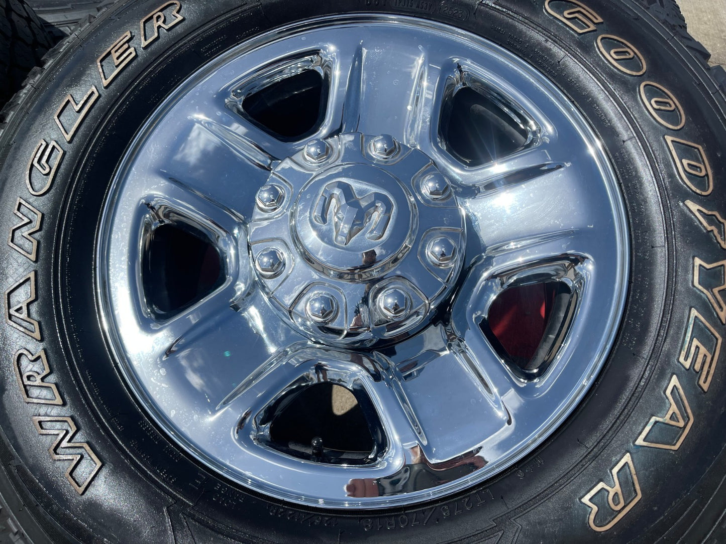 18" Dodge Ram 2500 3500 STEEL chrome OEM 2473 wheels rims SET GOODYEAR A/T NEW