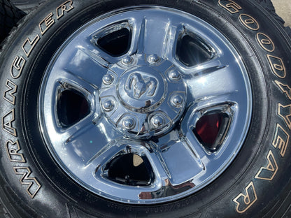18" Dodge Ram 2500 3500 STEEL chrome OEM 2473 wheels rims SET GOODYEAR A/T NEW