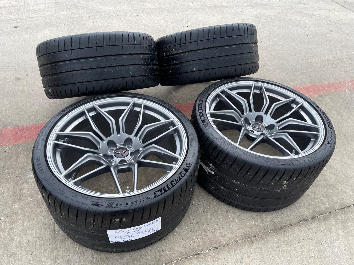 20" + 21" Chevy Corvette Z06 C8 OEM wheels rims 95580 95581 tires MICHELIN NEW
