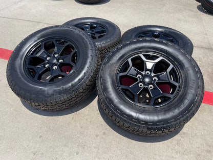 17" Jeep Wrangler SPORT OEM wheels rims tires 9237 SET black HANKOOK A/T2 NEW