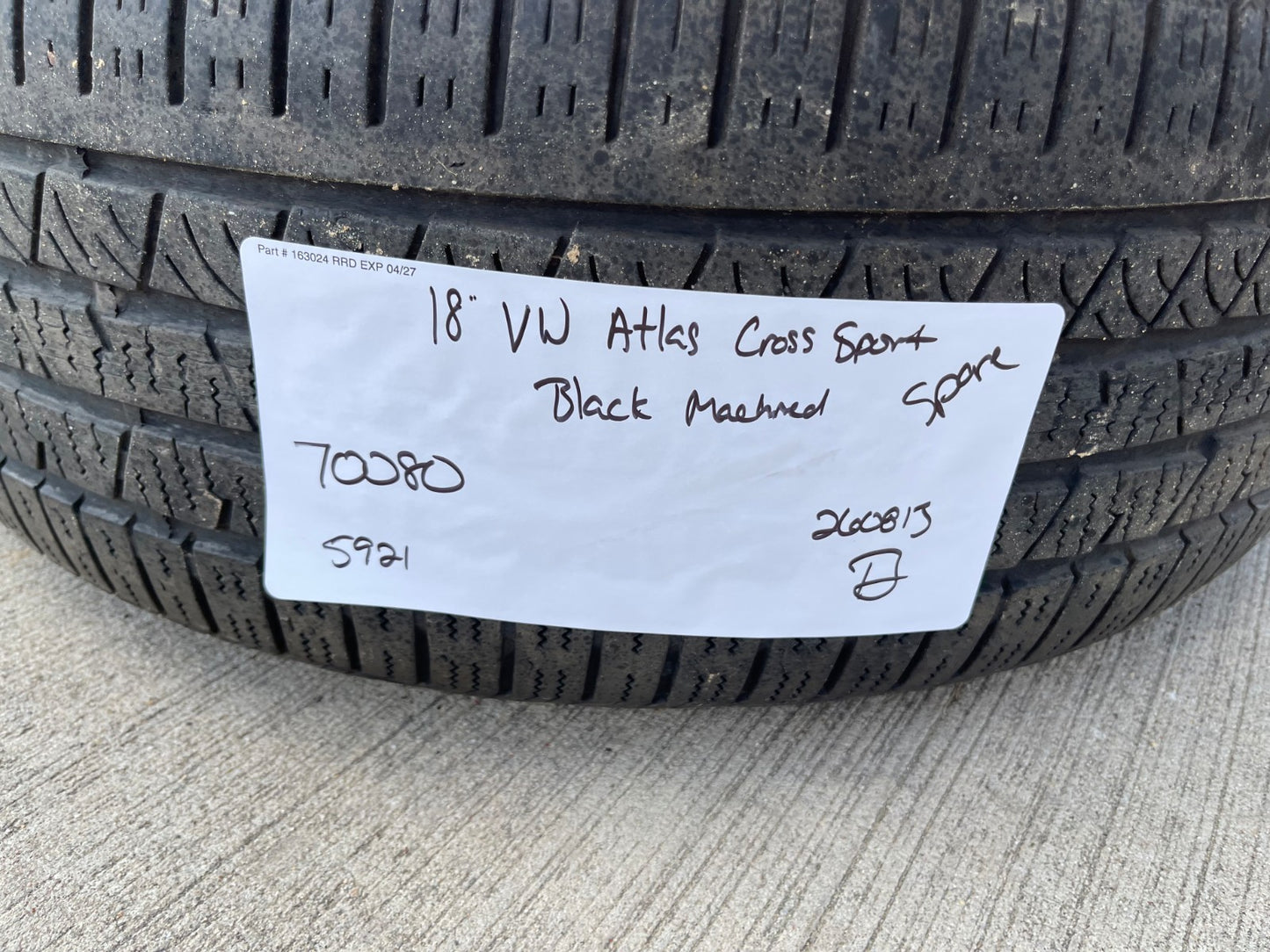 18" VW Atlas OEM wheel rim tire 70080 Audi Q7 Q8 Spare CONTINENTAL