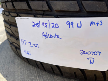 (1) 245/45/20 Advanta HPZ-01 tire SL 245/45R20 99W NEW