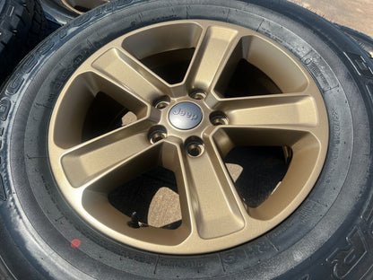18" Jeep Wrangler Rubicon OEM BRONZE wheels rims 9221 9255 tires A/T NEW