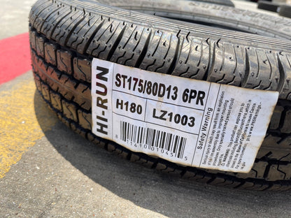 (1) 175/80/13 HI-RUN H-180 tire ST175/80D13 LT 6 ply LR C 91M trailer NEW