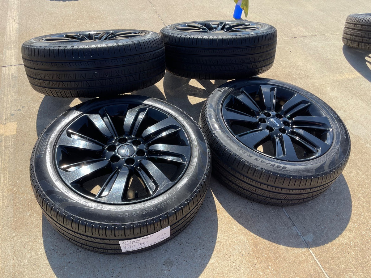 22" Lincoln Navigator OEM rims wheels Black Label 95384 10496 tires PIRELLI SET