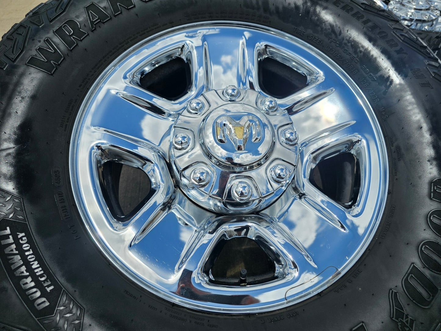 18" Dodge Ram 2500 3500 STEEL chrome OEM 2473 wheels rims GOODYEAR 35"