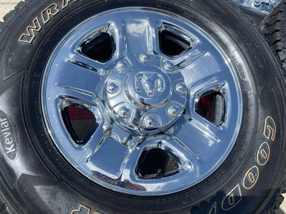 18" Dodge Ram 2500 3500 STEEL chrome OEM 2473 wheels rims SET GOODYEAR A/T NEW