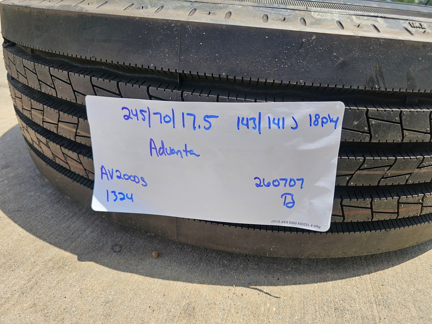 (1) 245/70/17.5 Advanta AV-2000S tire 245/70R17.5 143 J 18 ply LR J NEW