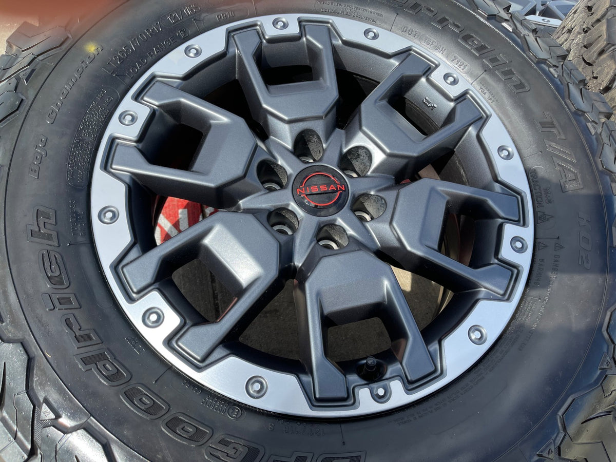 17" Nissan Frontier X-PRO OEM 62834 Desert Runner wheels rims BFG KO2 A/T NEW