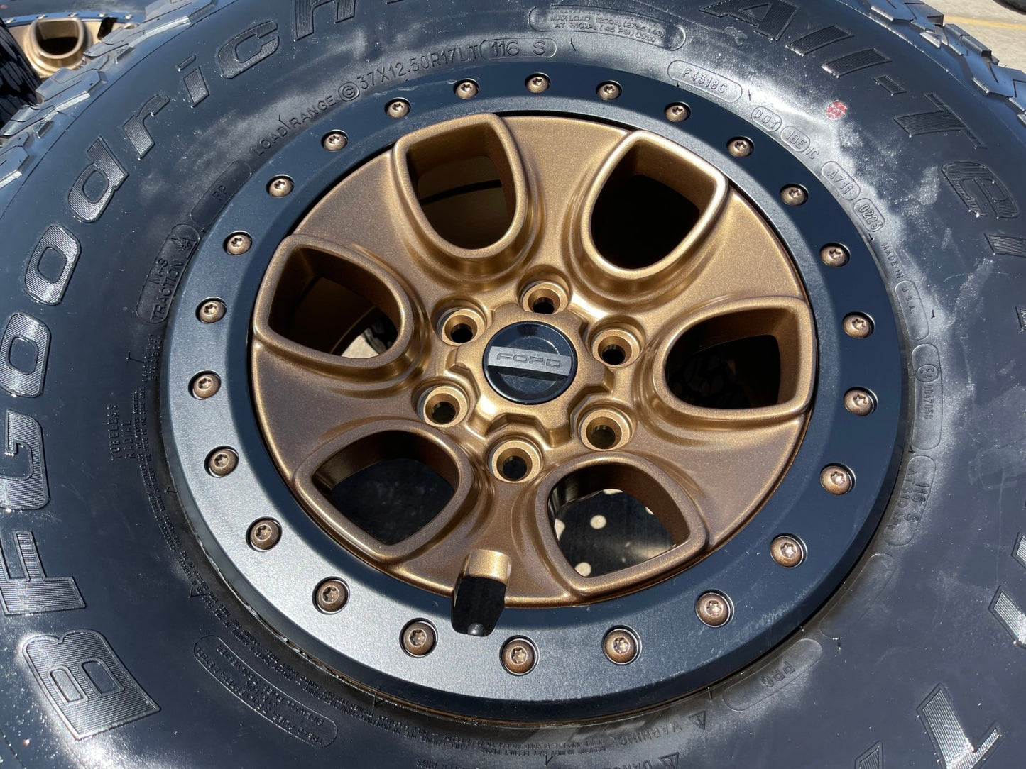 17" Ford F-150 Raptor OEM BEADLOCK rims wheels BRONZE 10459 95210 BFG 37" NEW