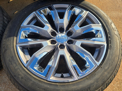 22" GMC Yukon Chevy Tahoe Escalade OEM chrome 95513 wheels rims BRIDGESTONE